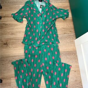 LaLa Plisse Polka Dot Matching Set M